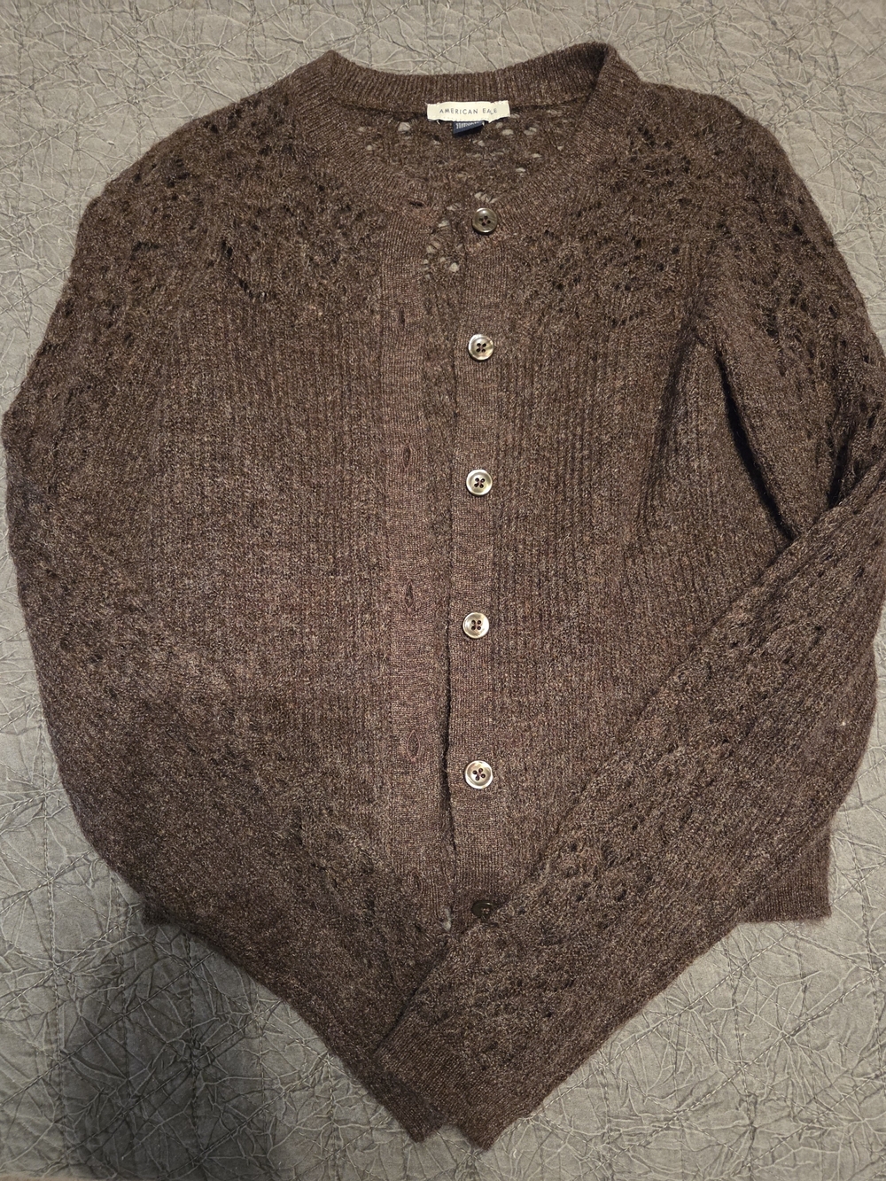 American Eagle Outfitters Brown Knit Button-Front Cardigan